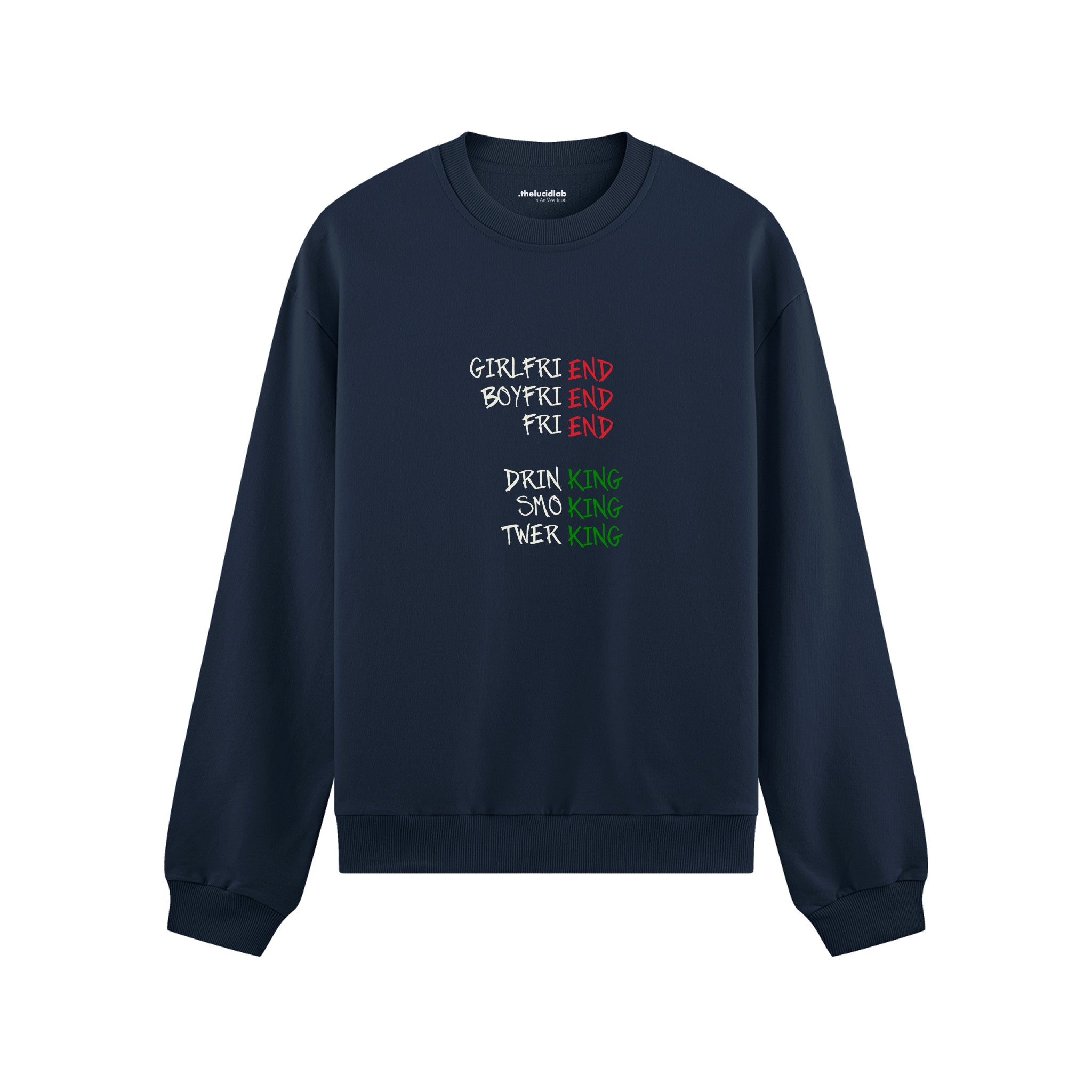 End And King Oversize Sweatshirt — Lacivert — Ön görünüm