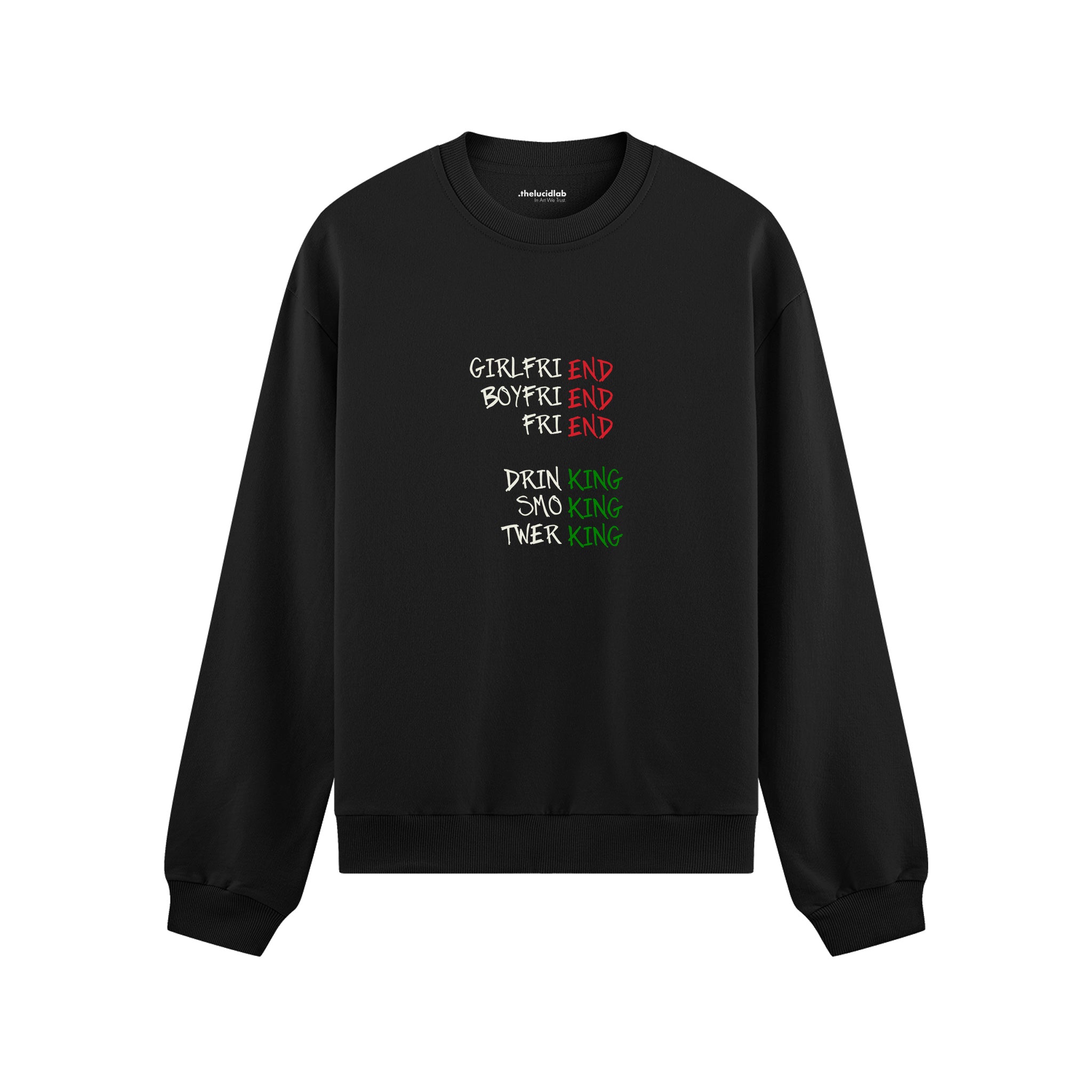 End And King Oversize Sweatshirt — Siyah — Ön görünüm