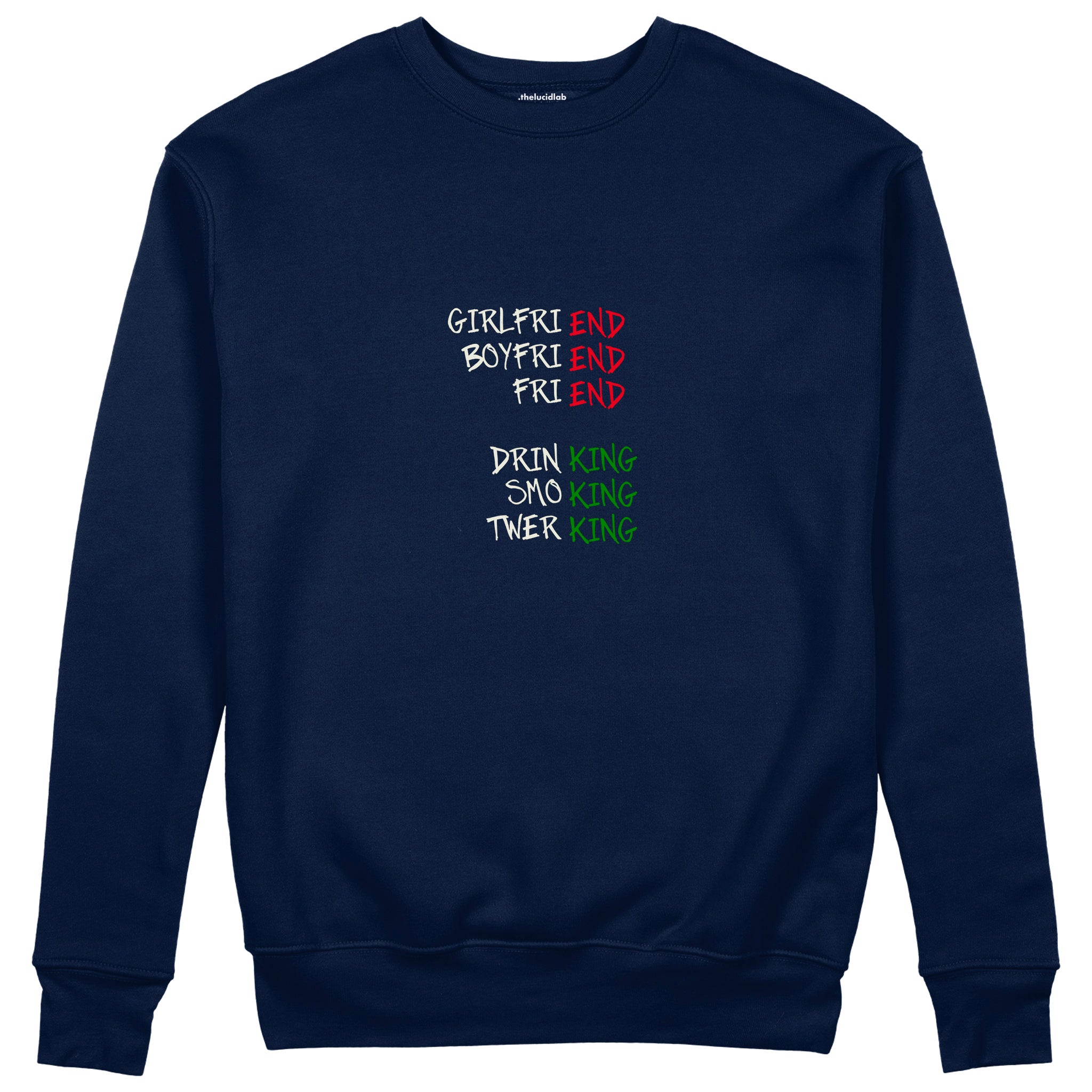 End And King Sweatshirt — Lacivert — Ön görünüm