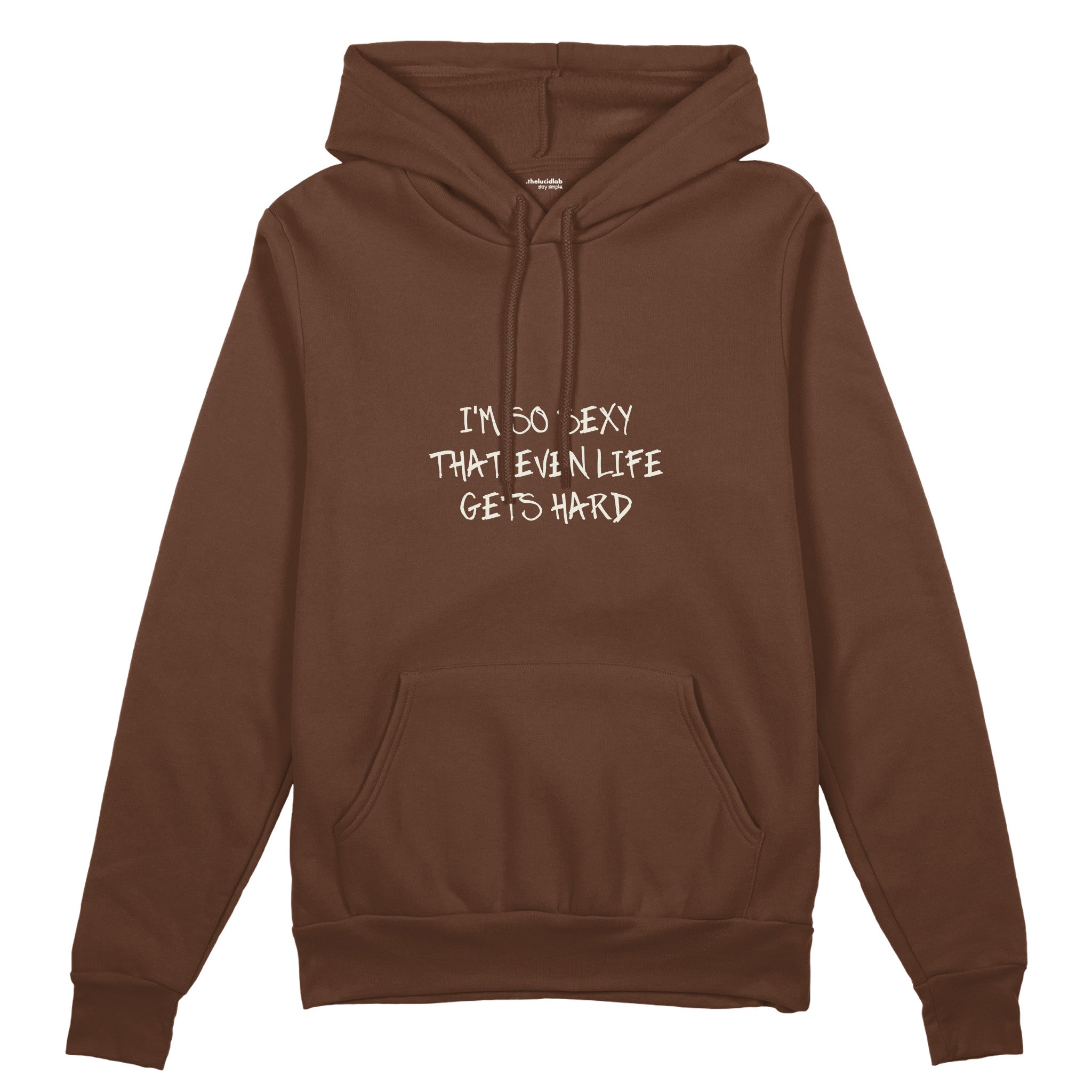 Even Life Gets Hard - Kırmızı Oversize Hoodie - Kahverengi - ön görünüm