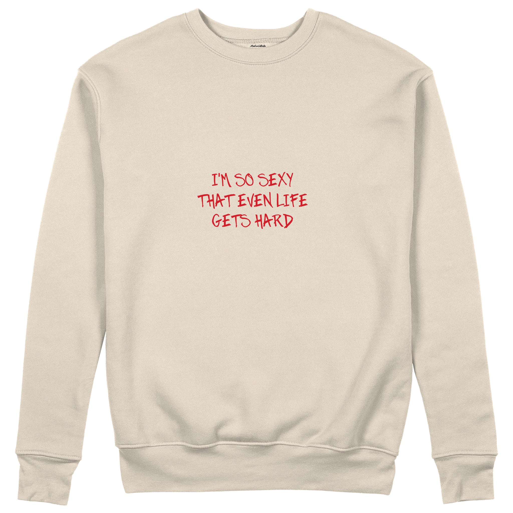 Even Life Gets Hard - Kırmızı Sweatshirt - Bej - ön görünüm