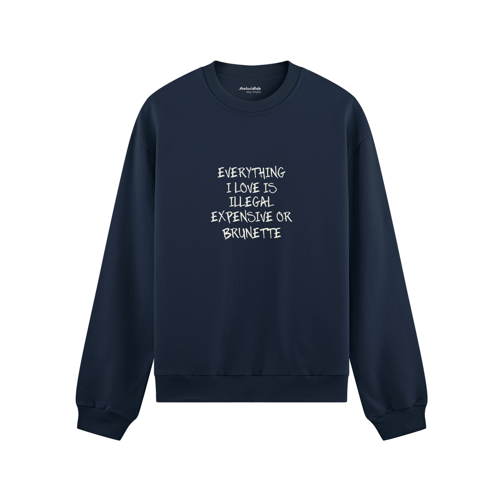 Everything I Love Oversize Sweatshirt - Lacivert - ön görünüm