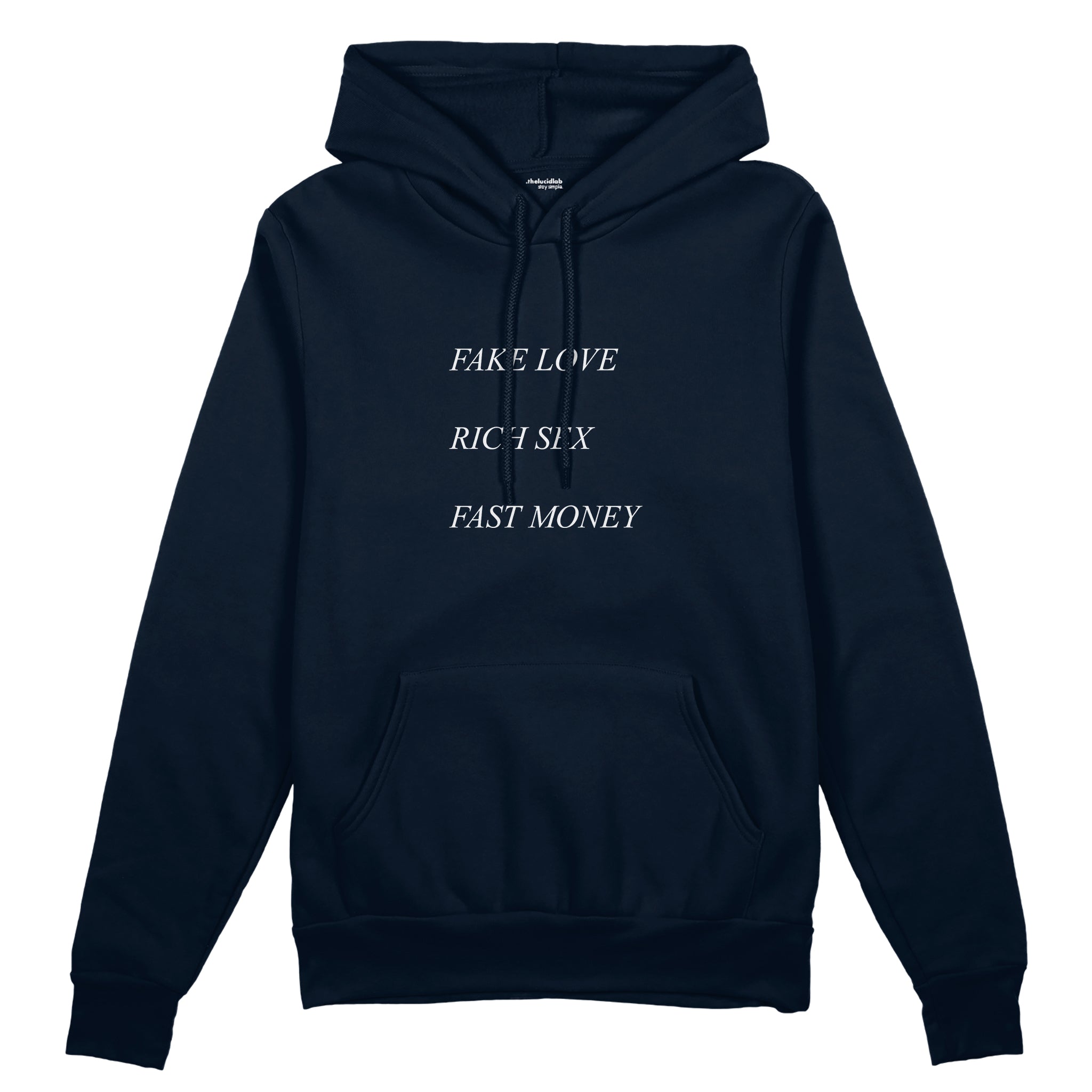 Fake Love Rich Sex Fast Money Oversize Hoodie - Lacivert - ön görünüm