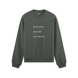 Fake Love Rich Sex Fast Money Oversize Sweatshirt - Antrasit - ön görünüm