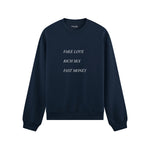 Fake Love Rich Sex Fast Money Oversize Sweatshirt - Lacivert - ön görünüm