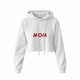 Mom Crop Hoodie — Beyaz — ön görünüm