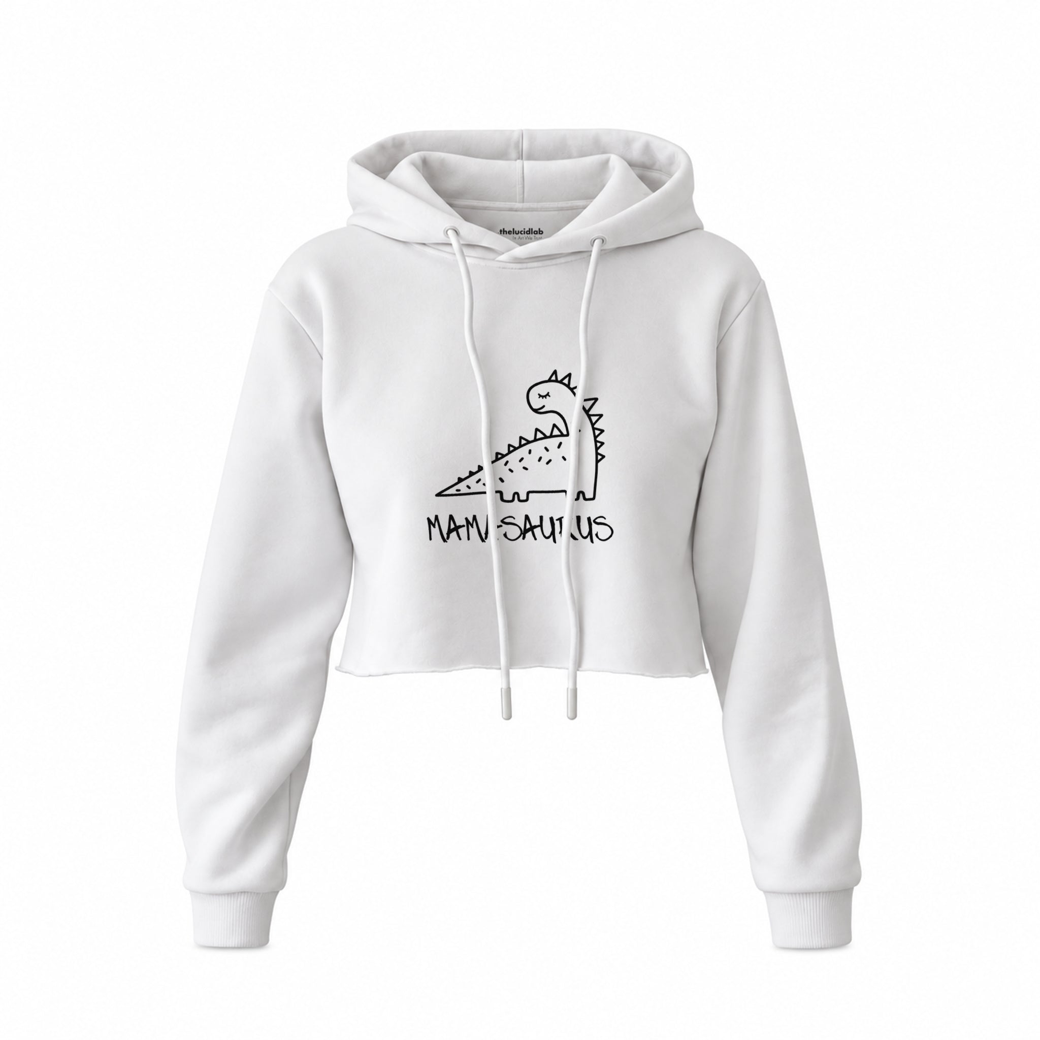Mamasaurus Crop Hoodie — Beyaz — ön görünüm