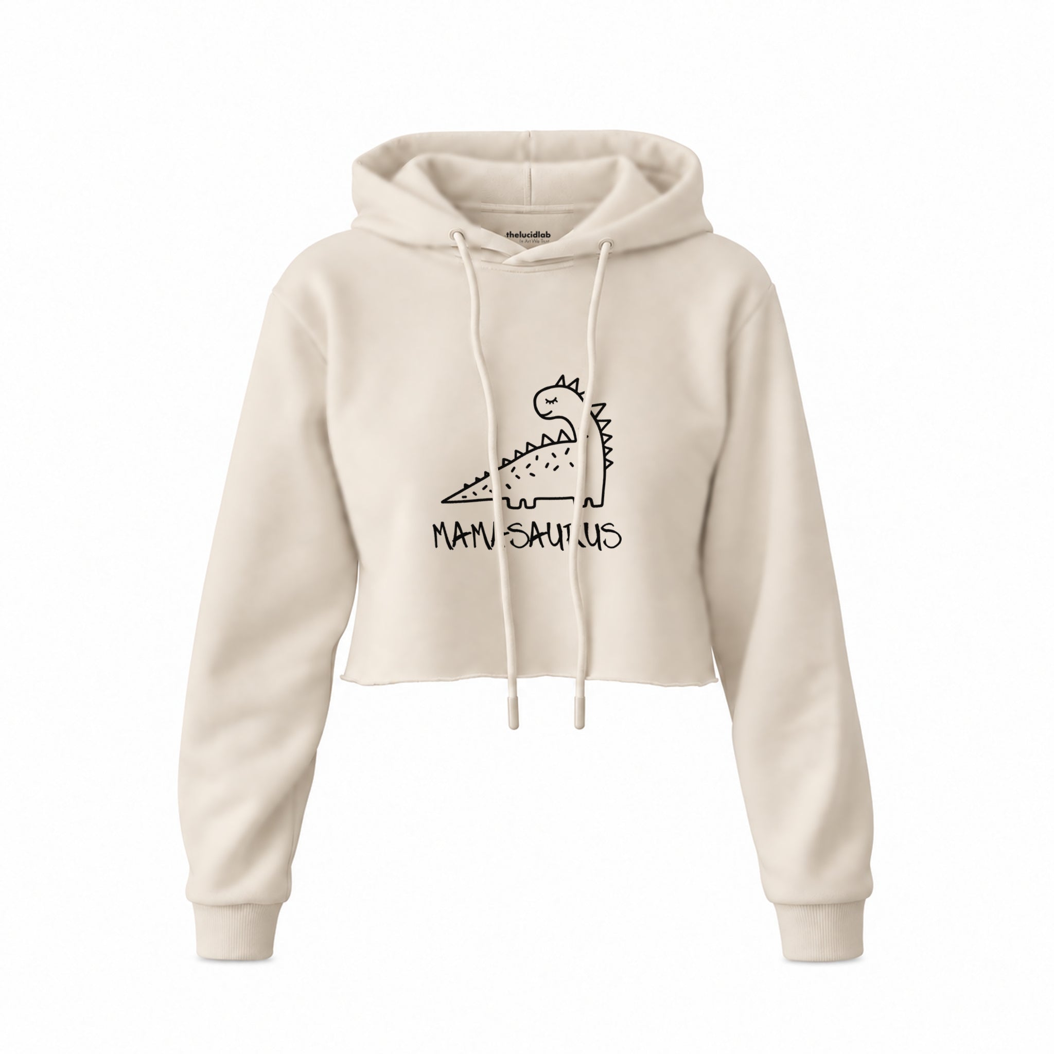 Mamasaurus Crop Hoodie — Krem — ön görünüm