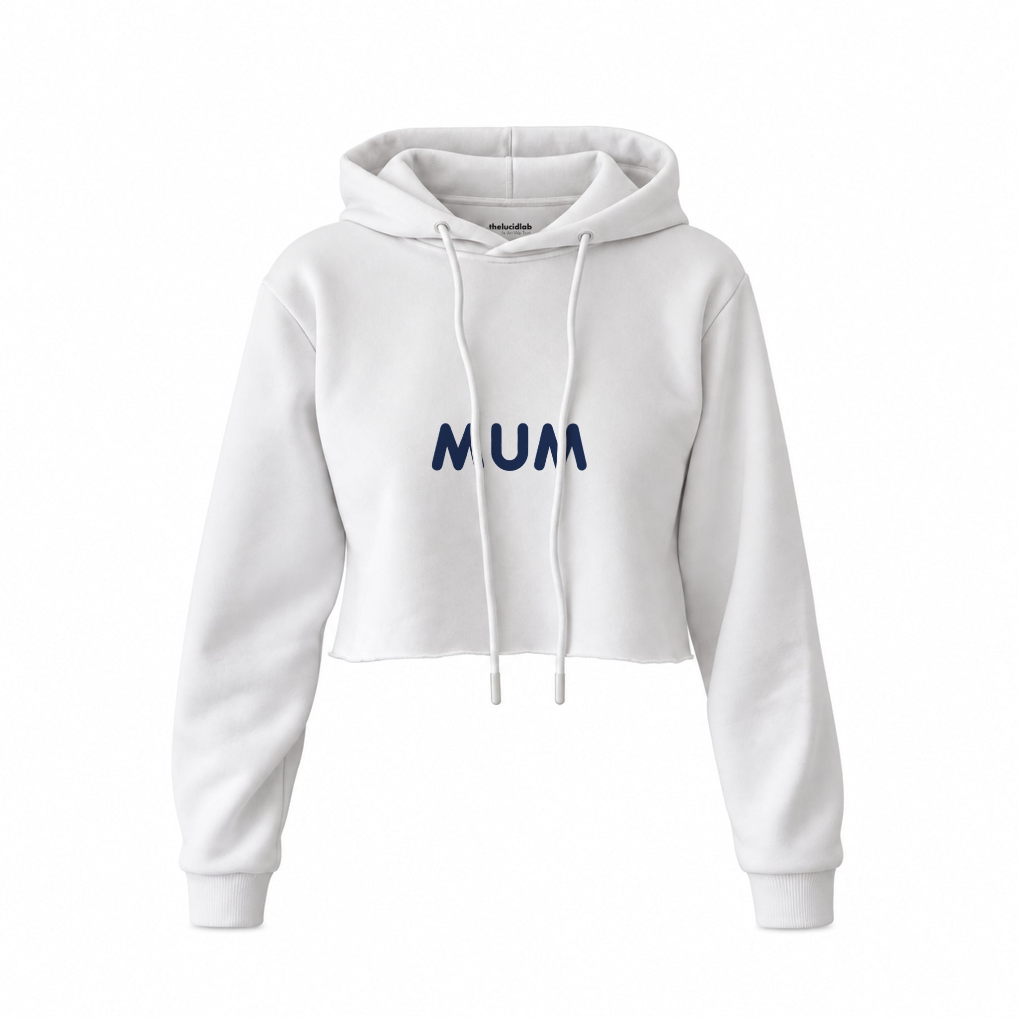 Mum Crop Hoodie — Beyaz — ön görünüm