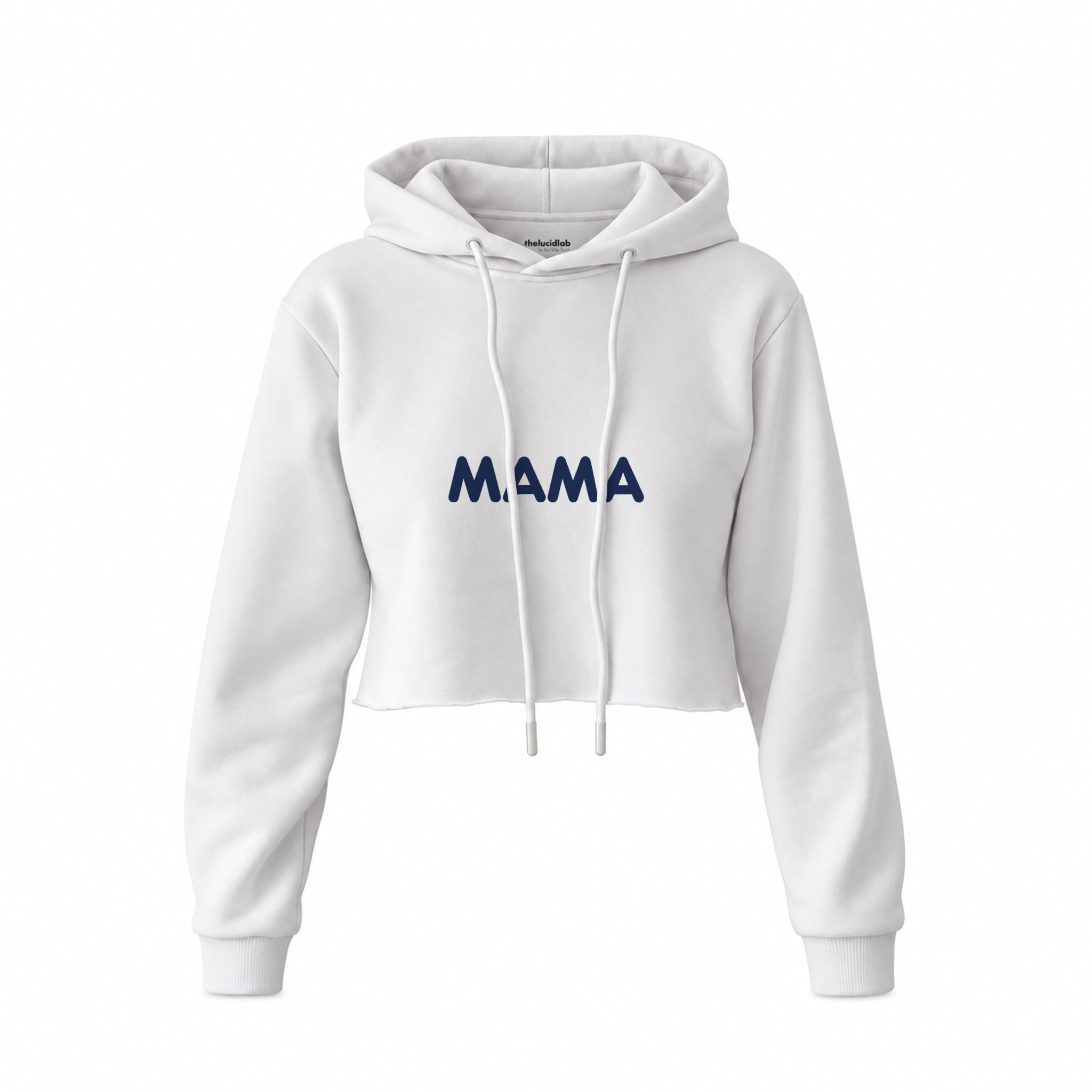 Mama Crop Hoodie — Beyaz — ön görünüm
