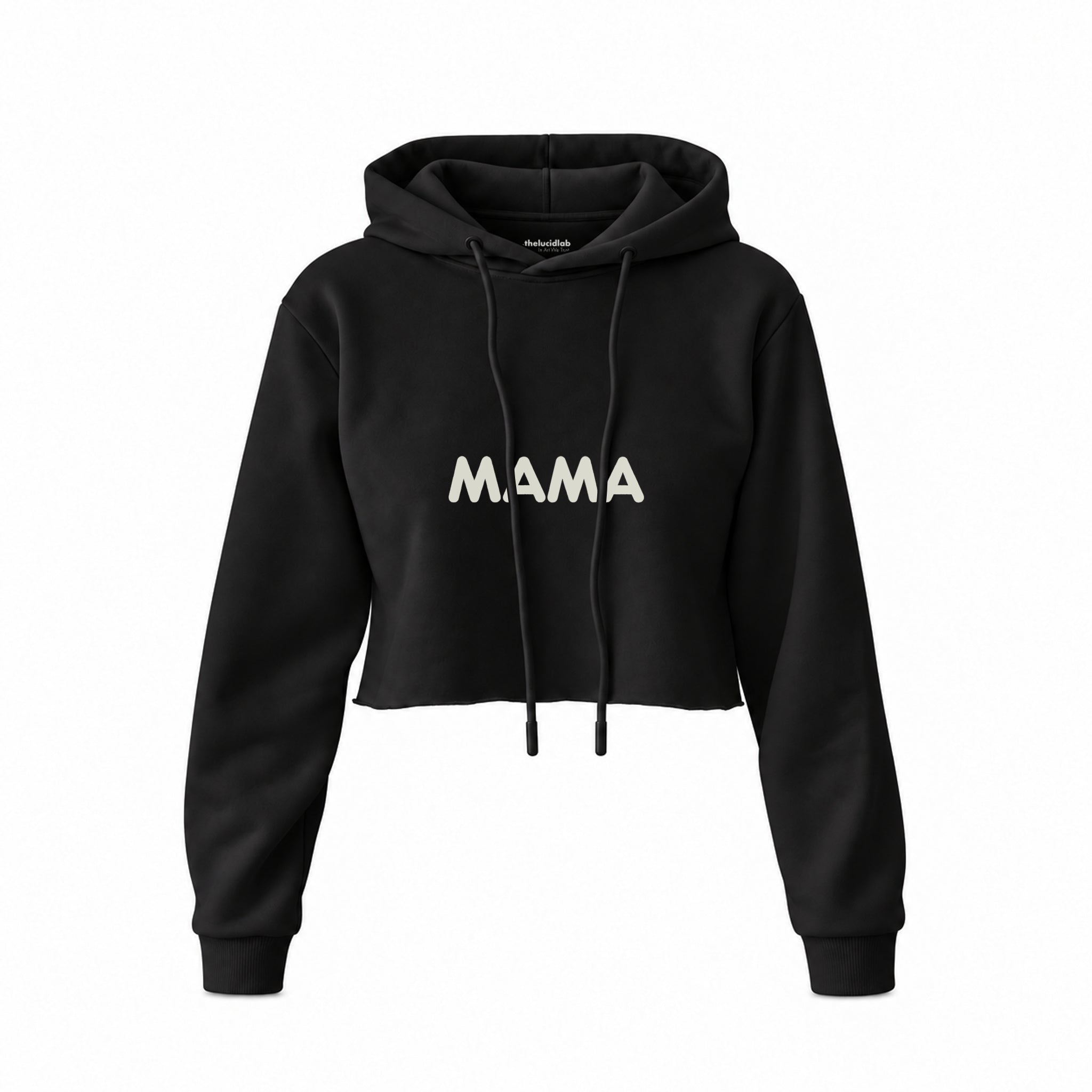 Mama Crop Hoodie — Siyah — ön görünüm