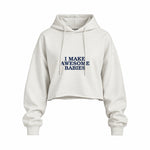 I Make Awesome Babies Oversize Crop Hoodie — Beyaz — ön görünüm