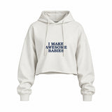 I Make Awesome Babies Oversize Crop Hoodie — Beyaz — ön görünüm