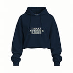 I Make Awesome Babies Oversize Crop Hoodie — Lacivert — ön görünüm