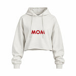 Mom Oversize Crop Hoodie — Beyaz — ön görünüm
