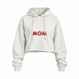 Mom Oversize Crop Hoodie — Beyaz — ön görünüm