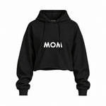 Mom Oversize Crop Hoodie — Siyah — ön görünüm