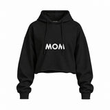 Mom Oversize Crop Hoodie — Siyah — ön görünüm