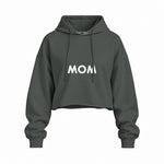 Mom Oversize Crop Hoodie — Antrasit — ön görünüm