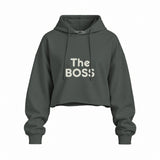 The Boss Oversize Crop Hoodie — Antrasit — ön görünüm