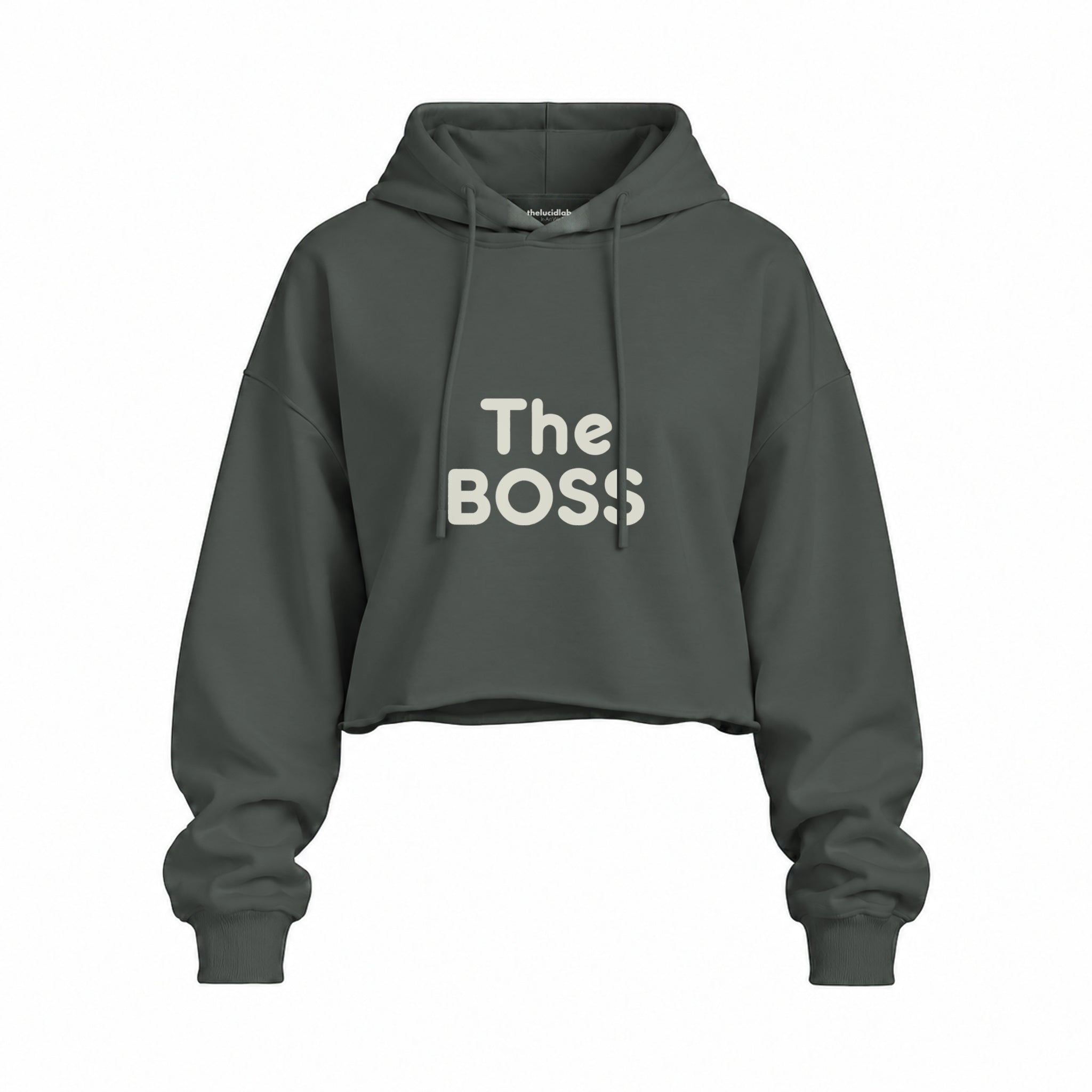 The Boss Oversize Crop Hoodie — Antrasit — ön görünüm