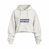 Wonderwomum Oversize Crop Hoodie — Beyaz — ön görünüm