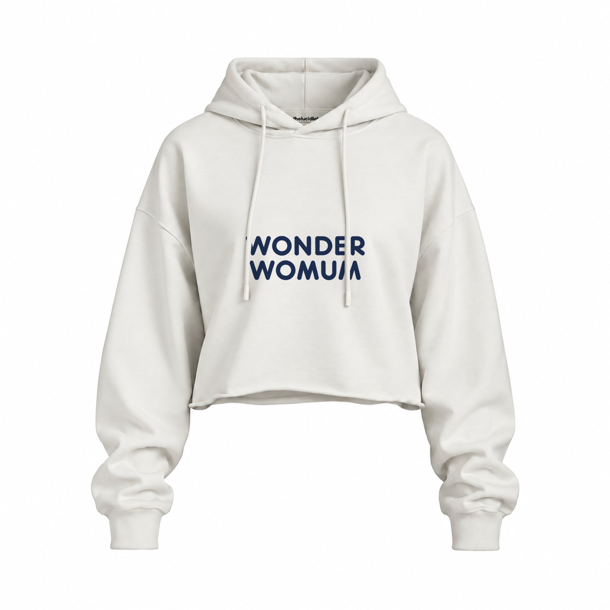 Wonderwomum Oversize Crop Hoodie — Beyaz — ön görünüm