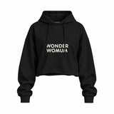Wonderwomum Oversize Crop Hoodie — Siyah — ön görünüm