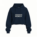 Wonderwomum Oversize Crop Hoodie — Lacivert — ön görünüm
