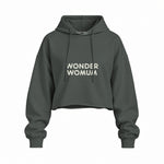 Wonderwomum Oversize Crop Hoodie — Antrasit — ön görünüm