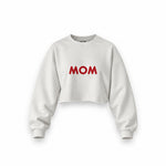 Mom Oversize Crop Sweatshirt — Beyaz — ön görünüm