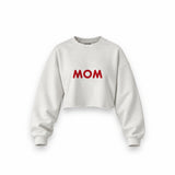 Mom Oversize Crop Sweatshirt — Beyaz — ön görünüm
