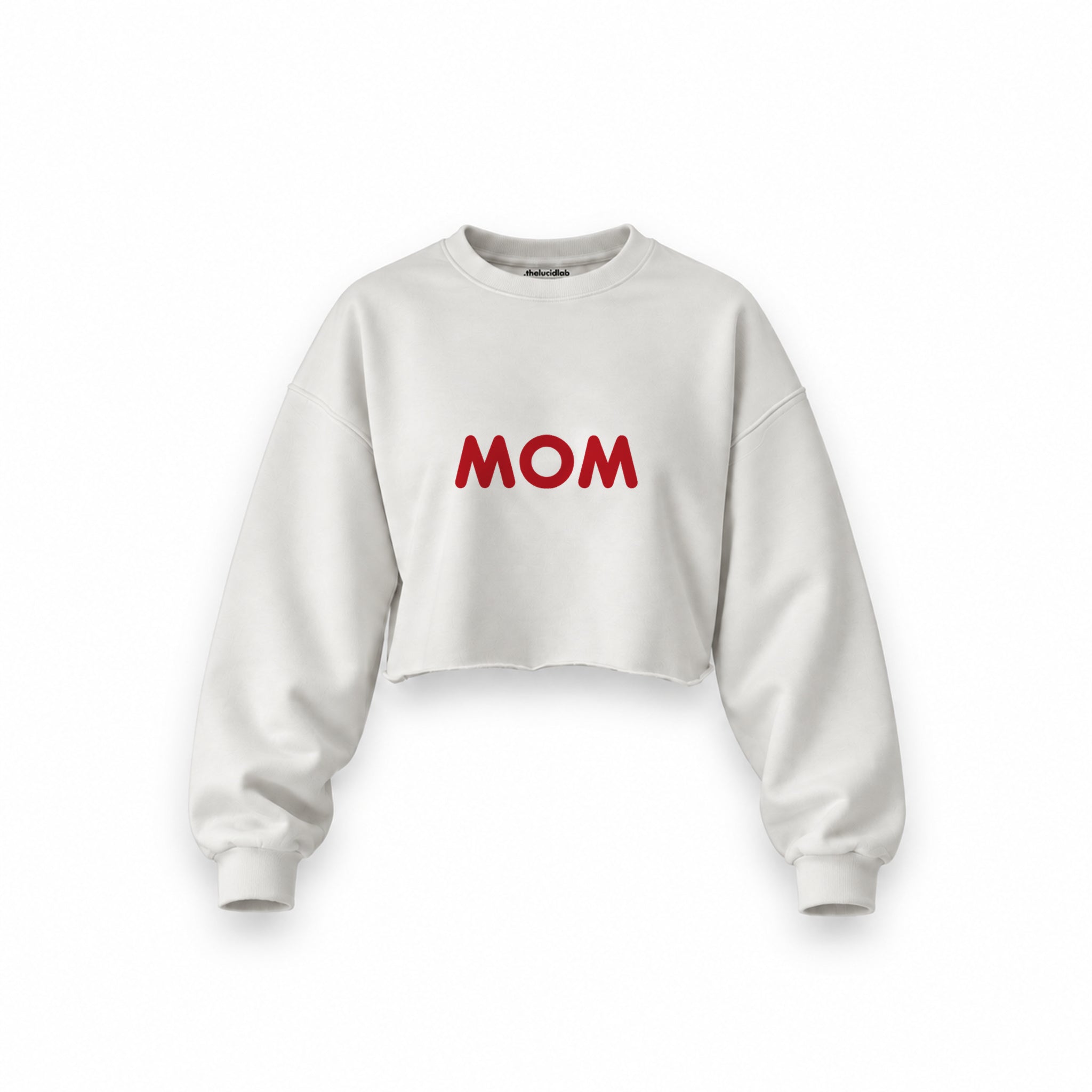 Mom Oversize Crop Sweatshirt — Beyaz — ön görünüm