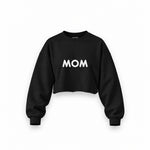 Mom Oversize Crop Sweatshirt — Siyah — ön görünüm