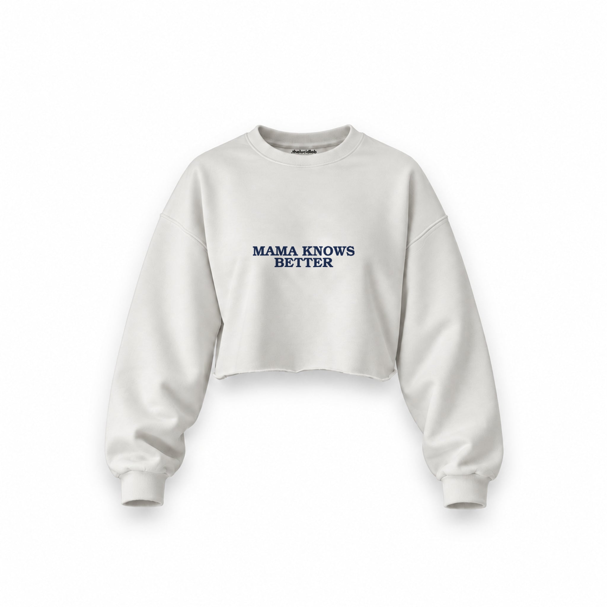 Mama Knows Better Oversize Crop Sweatshirt — Beyaz — ön görünüm