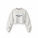 Mini Is My Bestie Oversize Crop Sweatshirt — Beyaz — ön görünüm