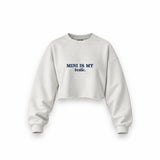 Mini Is My Bestie Oversize Crop Sweatshirt — Beyaz — ön görünüm