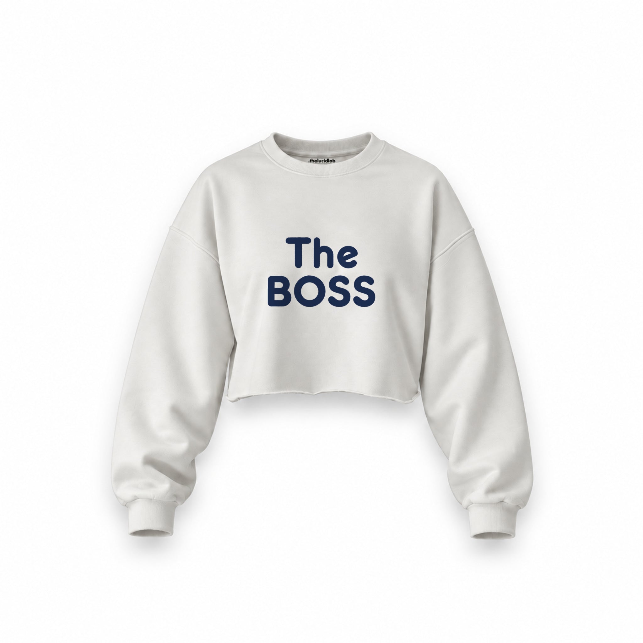 The Boss Oversize Crop Sweatshirt — Beyaz — ön görünüm