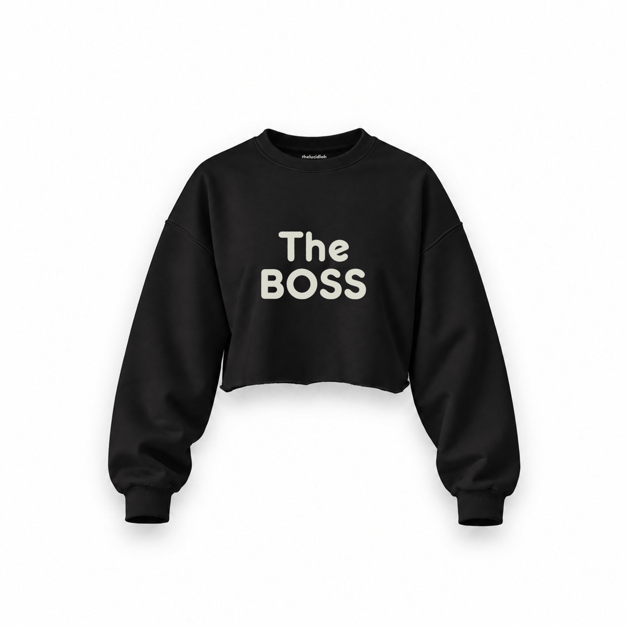 The Boss Oversize Crop Sweatshirt — Siyah — ön görünüm