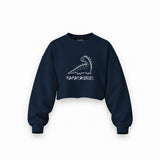 Mamasaurus Oversize Crop Sweatshirt — Lacivert — ön görünüm