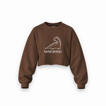 Mamasaurus Oversize Crop Sweatshirt — Kahverengi — ön görünüm
