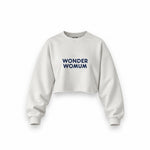Wonderwomum Oversize Crop Sweatshirt — Beyaz — ön görünüm