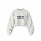 Wonderwomum Oversize Crop Sweatshirt — Beyaz — ön görünüm