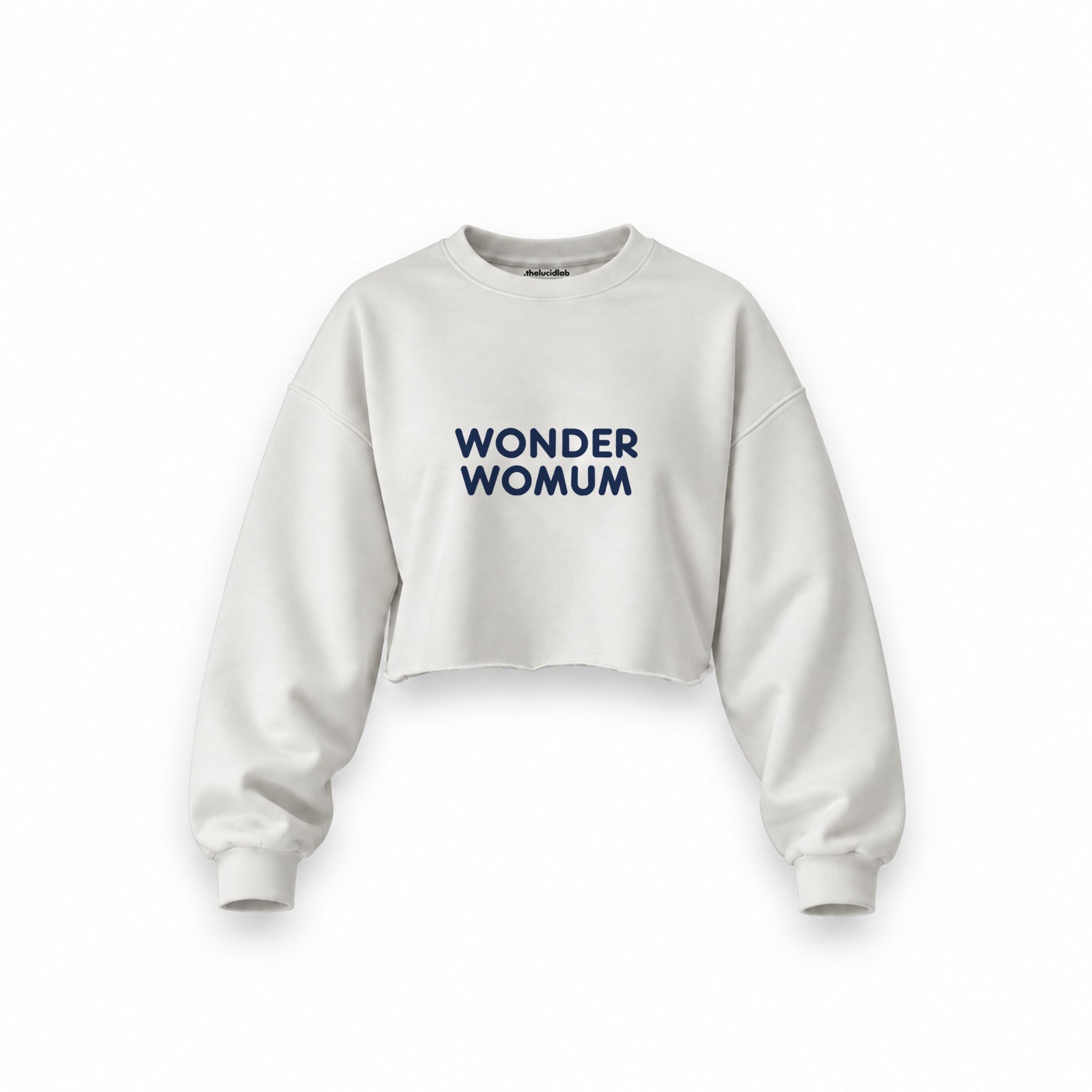 Wonderwomum Oversize Crop Sweatshirt — Beyaz — ön görünüm