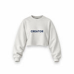 Creator Oversize Crop Sweatshirt — Beyaz — ön görünüm