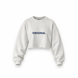 Original Oversize Crop Sweatshirt — Beyaz — ön görünüm