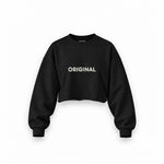 Original Oversize Crop Sweatshirt — Siyah — ön görünüm