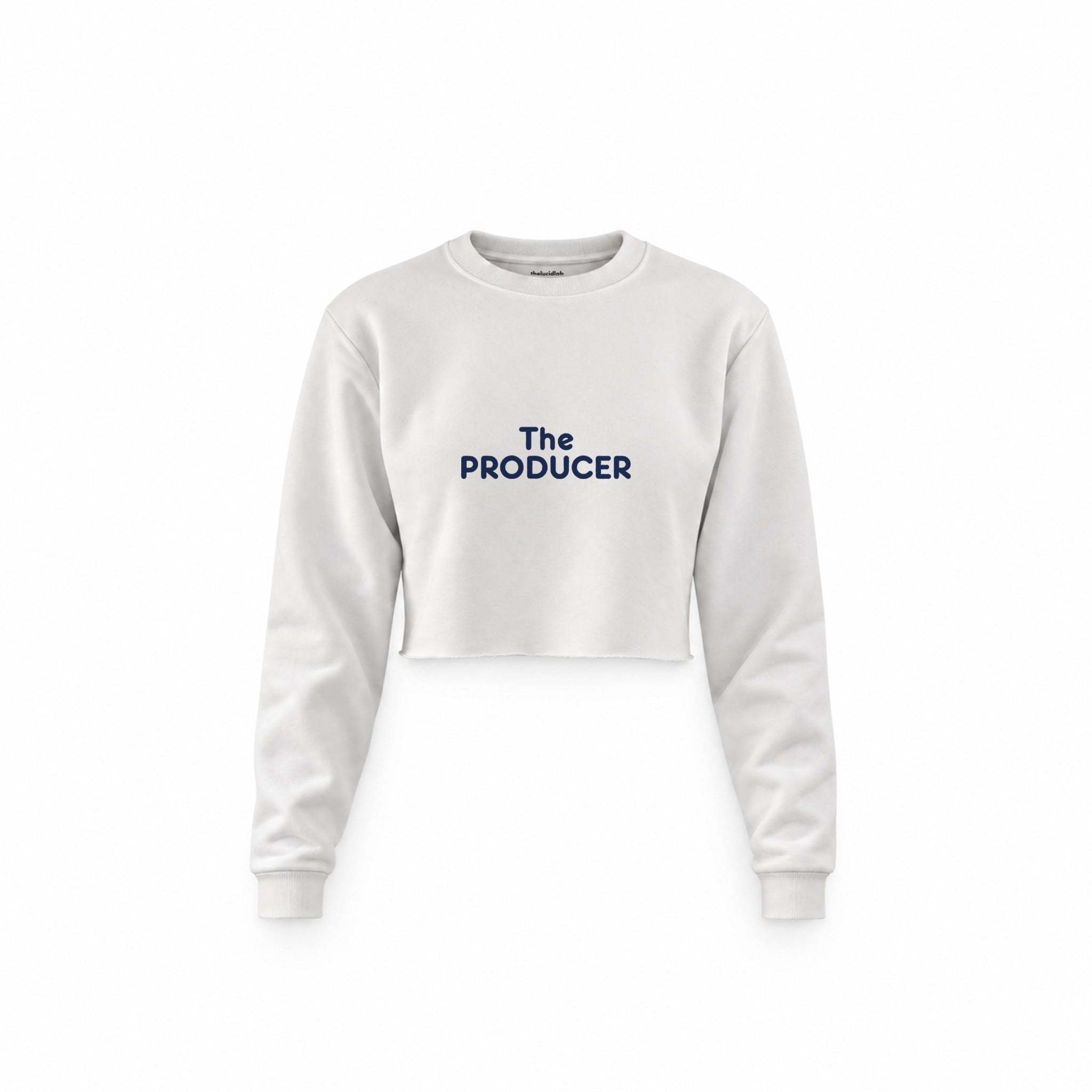 The Producer Crop Sweatshirt — Beyaz — ön görünüm