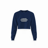 I Make Awesome Babies Crop Sweatshirt — Lacivert — ön görünüm