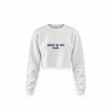 Mini Is My Bestie Crop Sweatshirt — Beyaz — ön görünüm